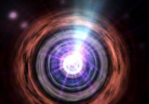 Astronomers using NASA observatory make gamma-ray study of gravitational lens Matter falling toward a supermassive black hole creates jets of particles traveling near the speed of light. For active galaxies classified as blazars, one of these jets beams almost directly toward Earth. --NASA image.